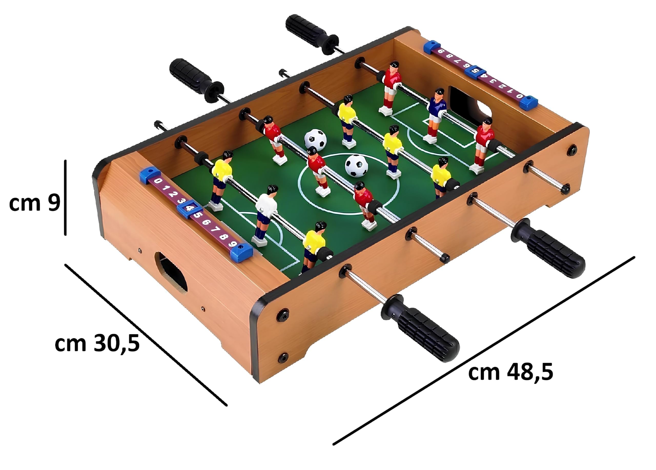 Calcetto Biliardino Calciobalilla in Legno da Tavolo cm 48,5x30x5 Calcio Balilla da Tavolo in Legno con Segnapunti Gioco Calcetto Biliardino Calcio Balilla per Bambini e Adulti Calcetti Gioco in Legna