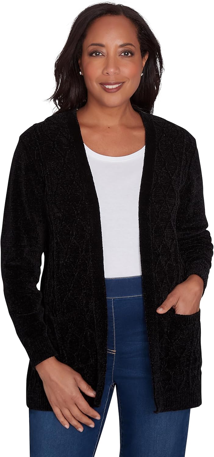 Alfred Dunner Women's Classics Chenille Cardigan with Pockets