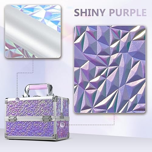 Vista 54 de Joligrace Estuche organizador de maquillaje, caja de maquillaje portátil para cosméticos, estuche de almacenamiento duro con 2 bandejas de bloqueo