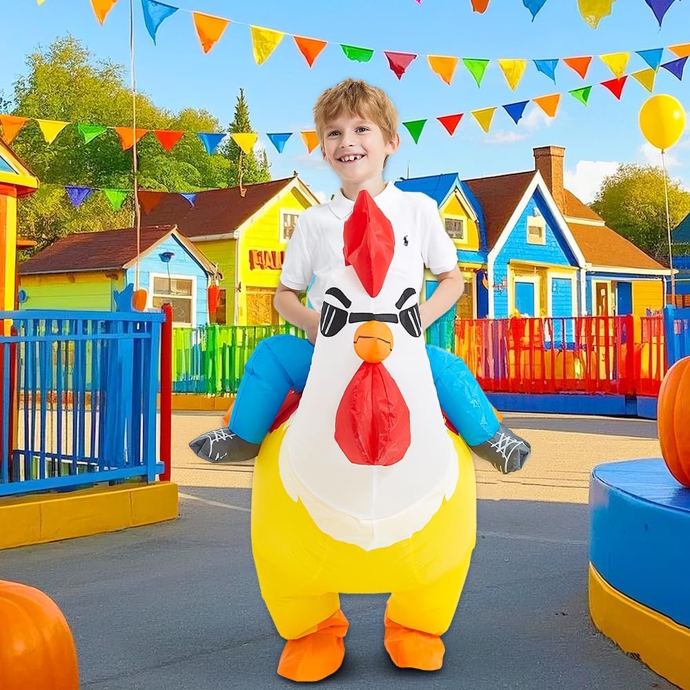 Chicken Costume Kids, Inflatable Costumes for Kids/Boy/Girls, Blow up Rooster Costume for Halloween Party - Image 3