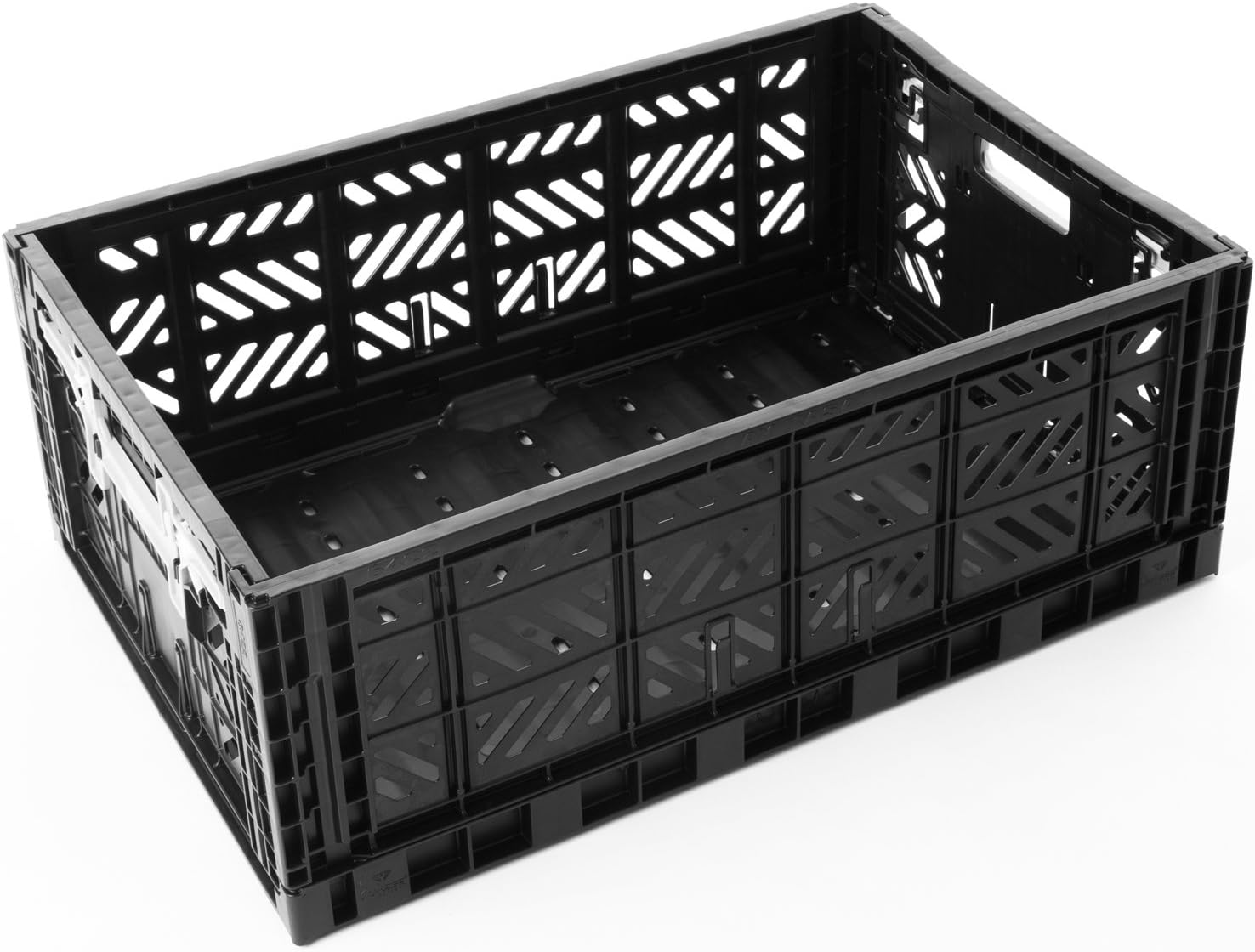 AYKASA Collapsible Storage Bin Container Basket Tote, Folding Basket Crate Container : Storage, Kitchen, Houseware Utility Basket Tote Crate = Maxi-Box Comfort Lock (Black)