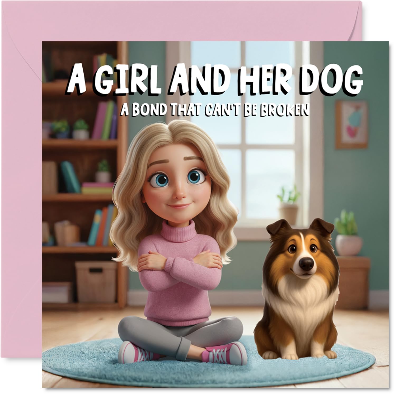 Collie Birthday Card for Women - A Girl and Her Dog - Happy Birthday Card for Girls, 145mm Female Greeting Cards