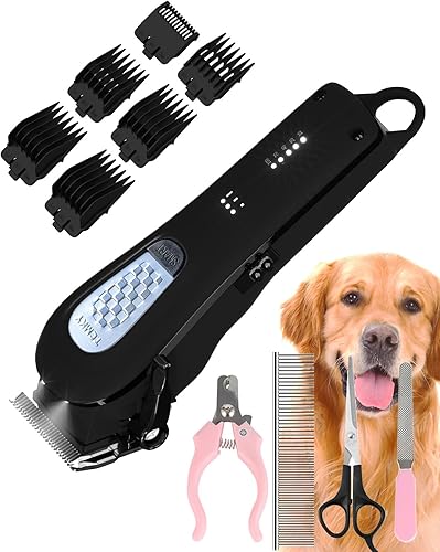 TCMKY Cortapelos para perros para aseo profesional, 3 velocidades, bajo ruido, alta potencia, recargable, herramientas inalámbricas para perros