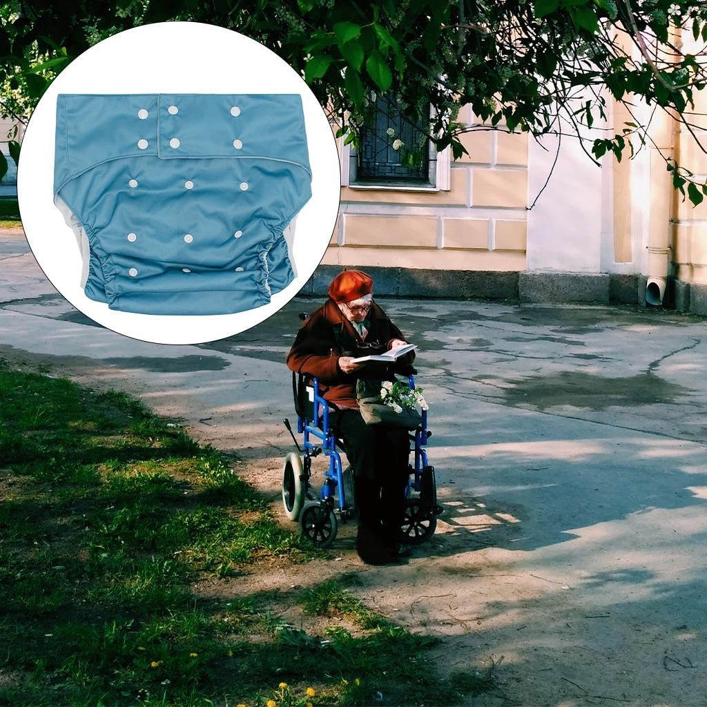 5 sztuk pieluch dla dorosłych, zmywalne, nietrzymanie moczu, dla osób starszych, bez zapachu, duży rozmiar, jasnoniebieskie