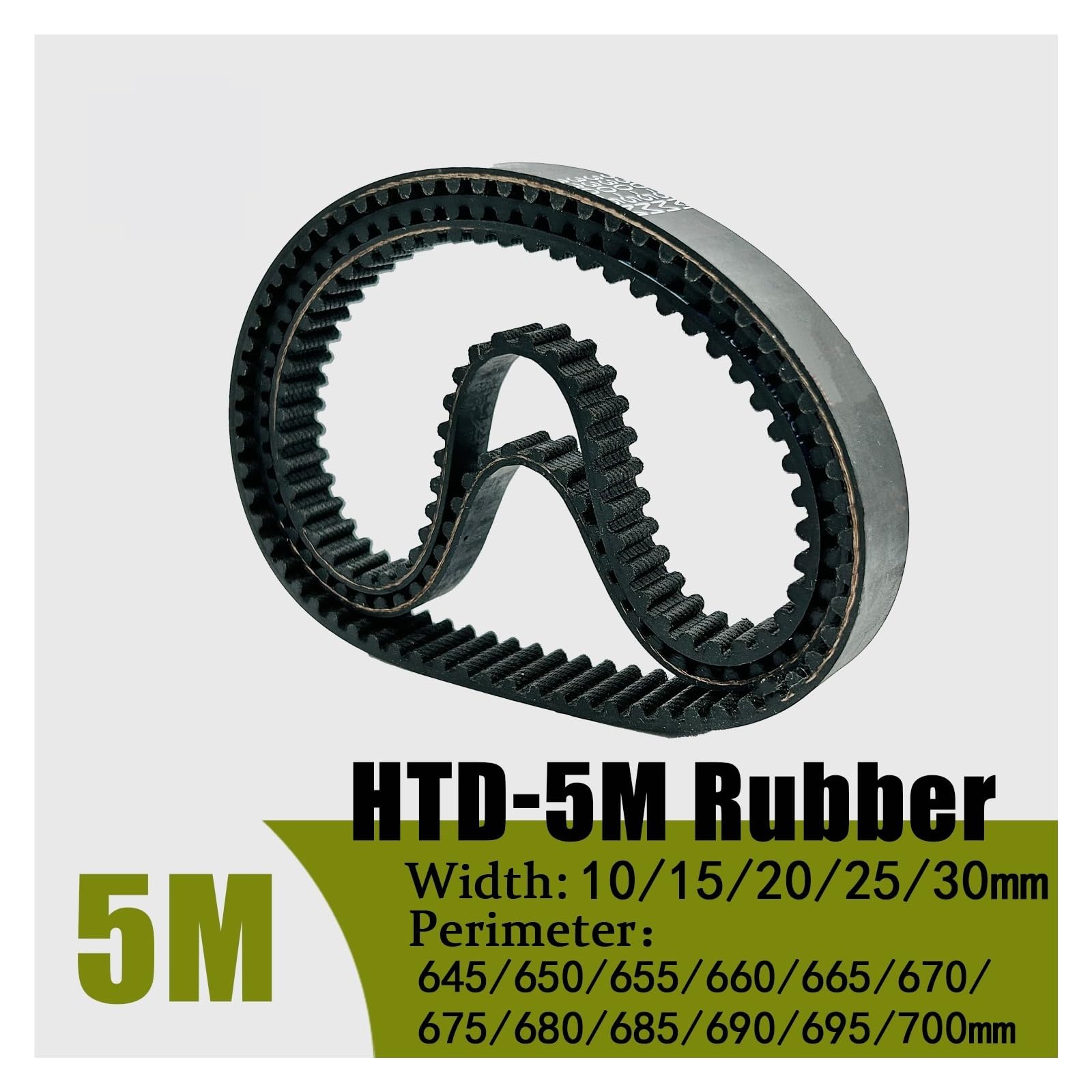 5 pièces 5M Courroie de distribution HTD Longueur 645/650/655/660/665/670/675/680/685/690/695/700mm Largeur 10/15/20/25/30mm Courroies synchrones fermées HTD5M(665mm(133 Teeth),5pcs 30mm)