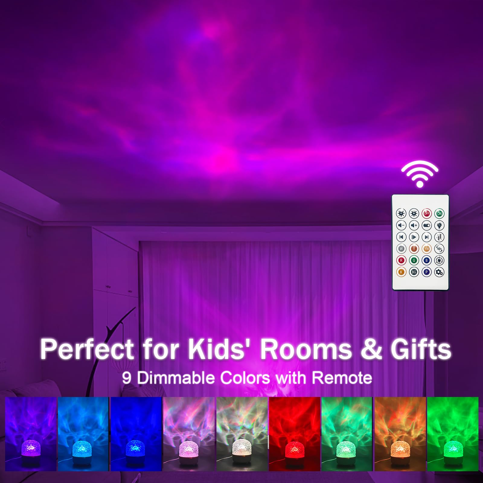 GY Ocean Globe, lampada da comodino a LED RGB, 16 colori, dimmerabile, con proiettore USB, lampada da tavolo romantica per camera da letto e soggiorno