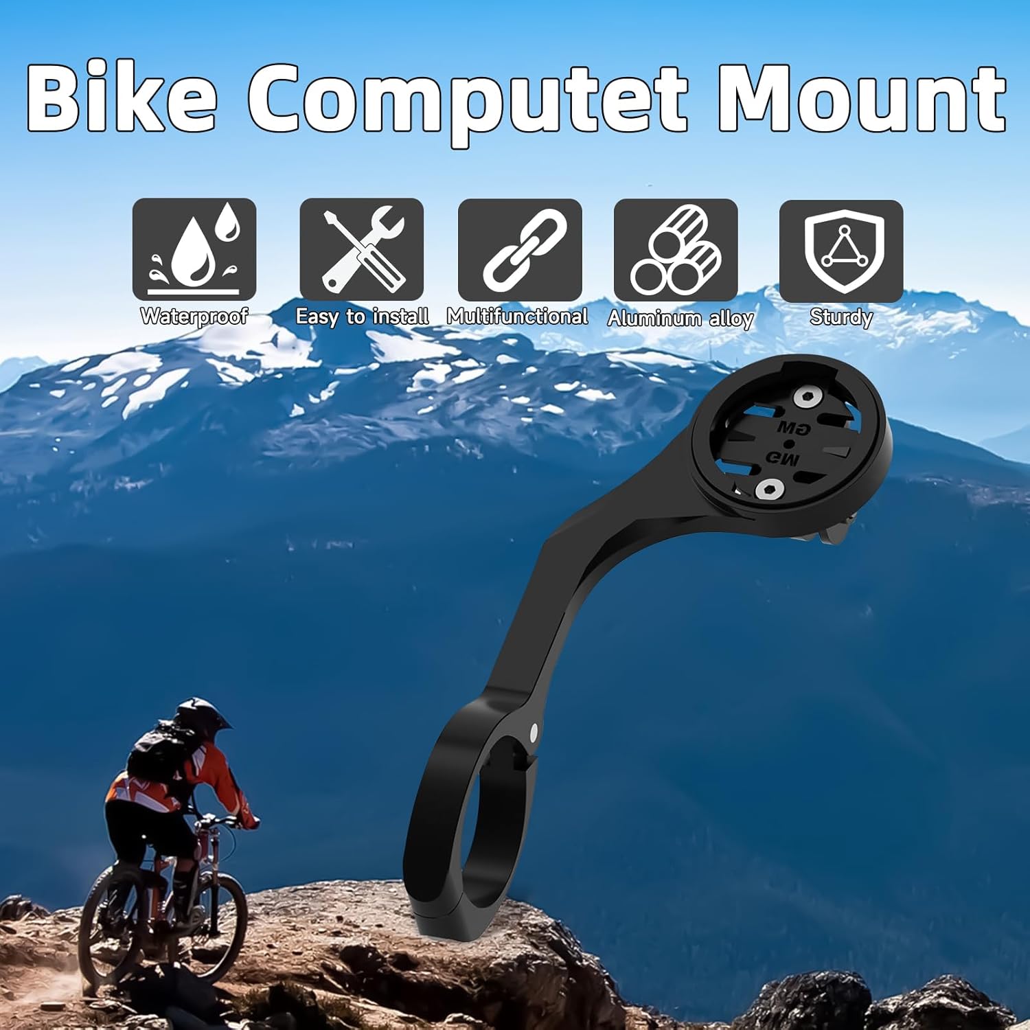 Bike GPS Computer Mount for Garmin,Out Front Bike Mount for Riders,Cycling Bracket for 25.6mm & 31.8mm Handlebars,Aero Bars Bike Bracket with Adapter Work for GPS Computers,Sport Camera & Flashlight