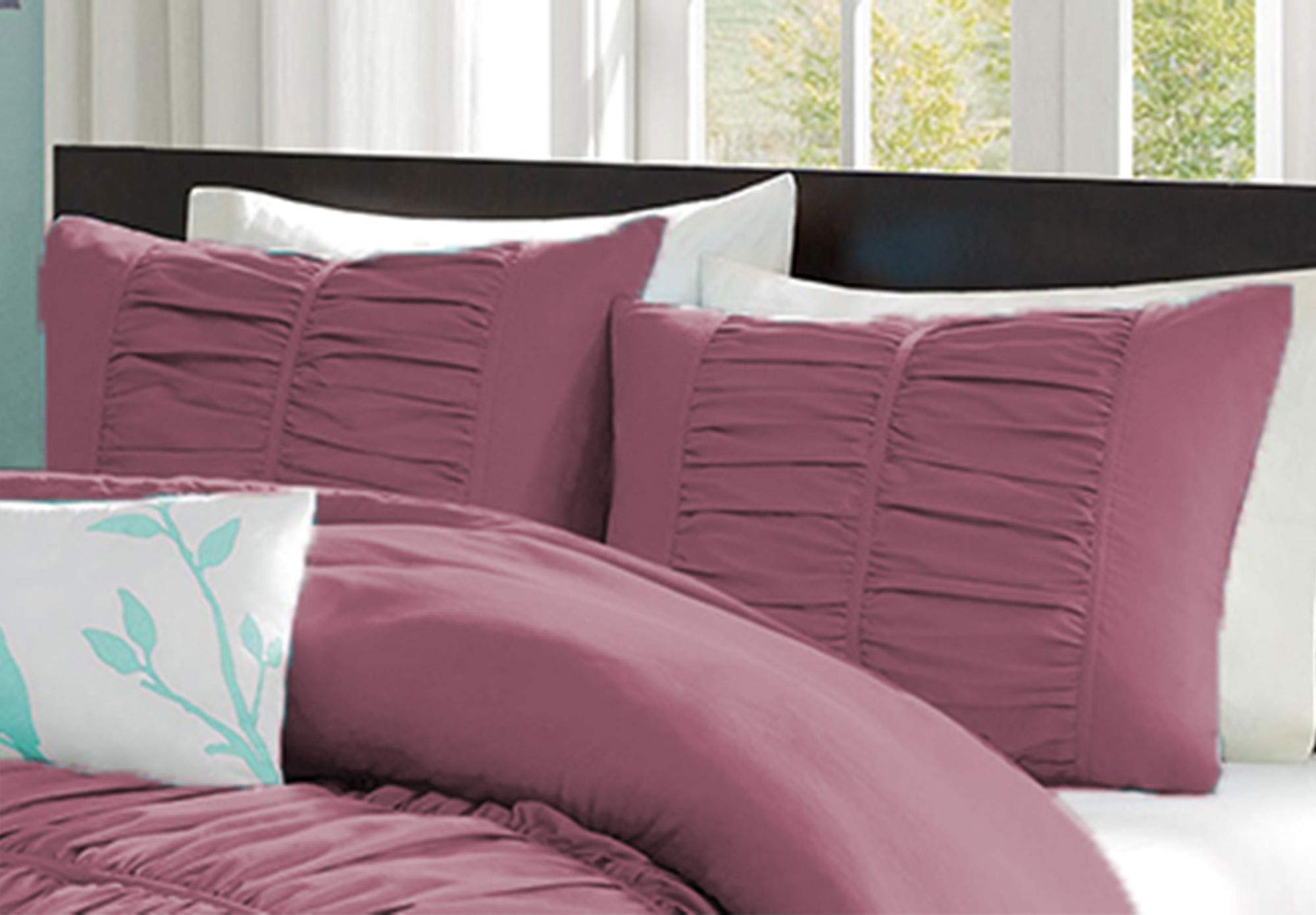 Juego de 2 fundas de almohada de algodón egipcio macizo de 600 hilos, 50 x 90 cm, color magenta