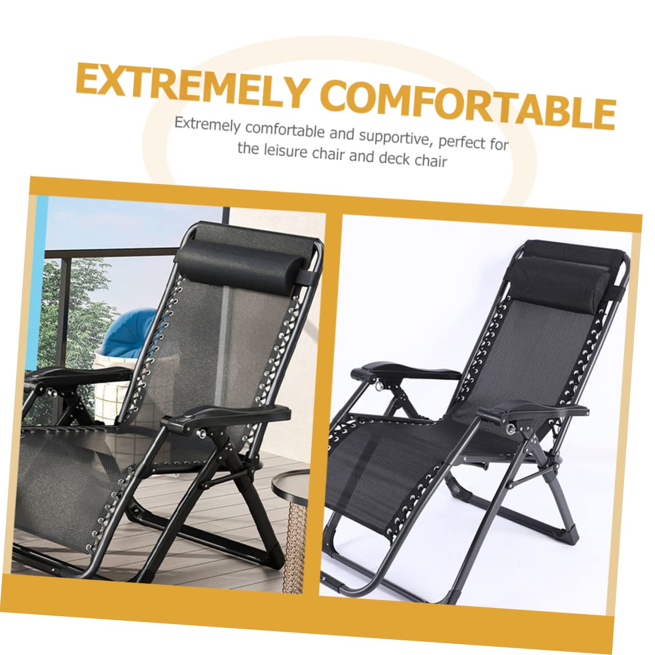 Alipis 4piezas Cojín Reposacabezas para Sillón De Jardín Almohada Ergonómica Extraíble para Sillas Plegables Soporte Cómodo y Duradero Negro