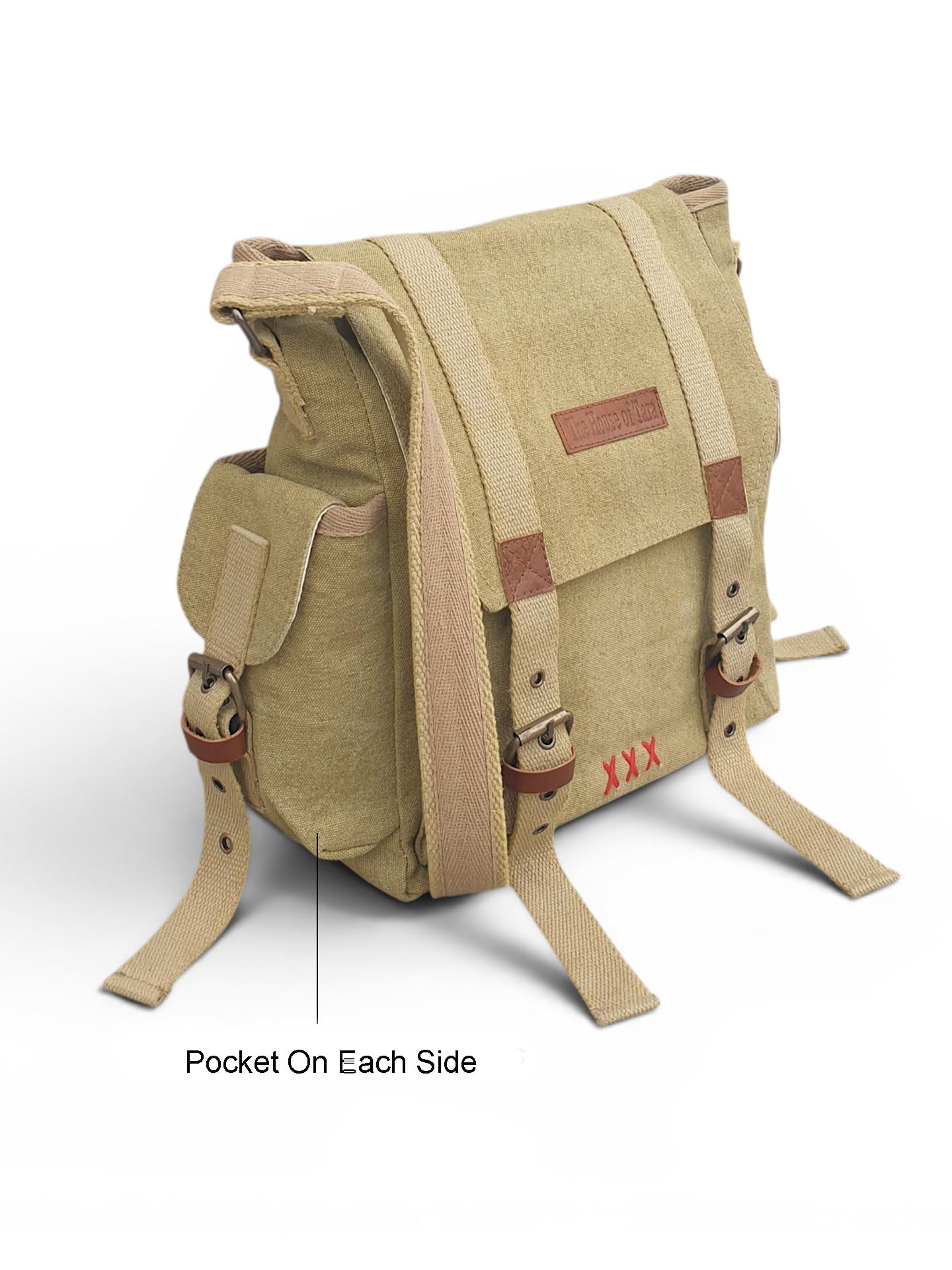 The House of Tara Olive Brown Cotton Canvas Sling Messenger Bag for Men and Women I Multipurpose Crossbody Bag I Travel Bag with Adjustable Strap | Unisex Sling Bag Crossbody Handbag for Office/Travel 2