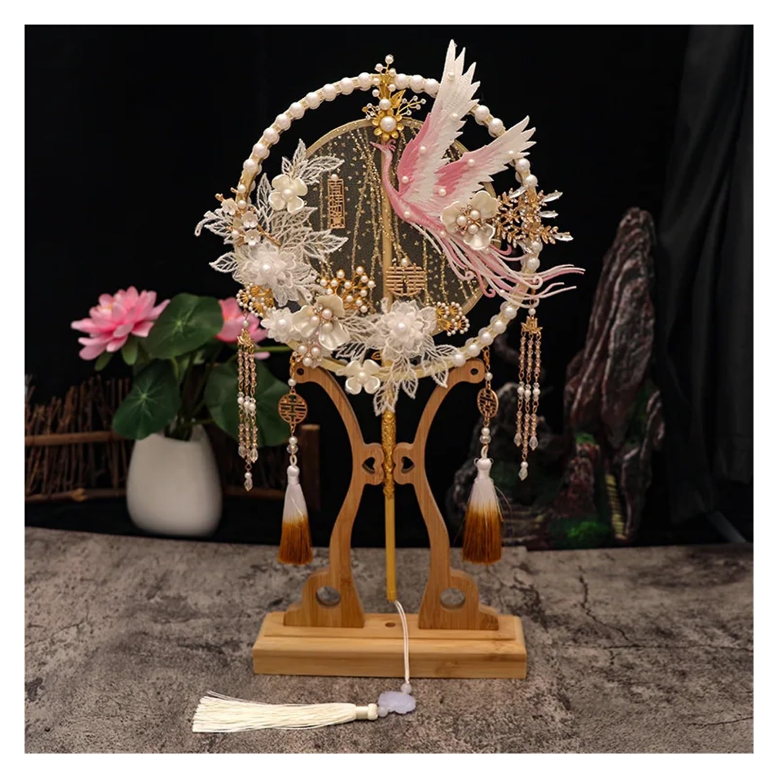 Éventail chinois vintage élégant pour mariage et décoration de bureau rétro