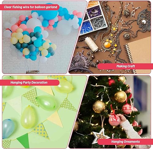 Miniatura 20 de Acejoz - Alambre de pesca transparente, línea de pesca de 656 pies, alambre transparente invisible para colgar, cuerda de nailon fuerte que soporta