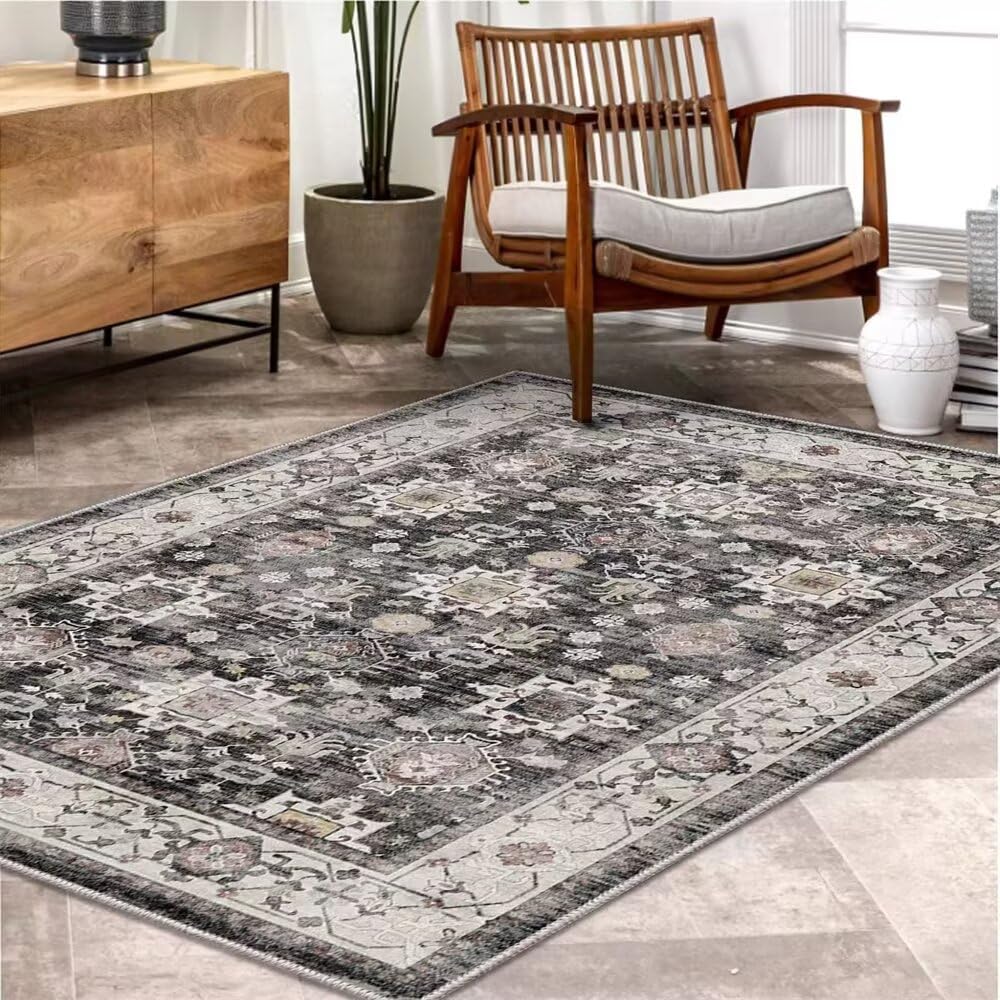 Tapis chambre adolescent gris vintage pour isoler le sol d'une salle à manger