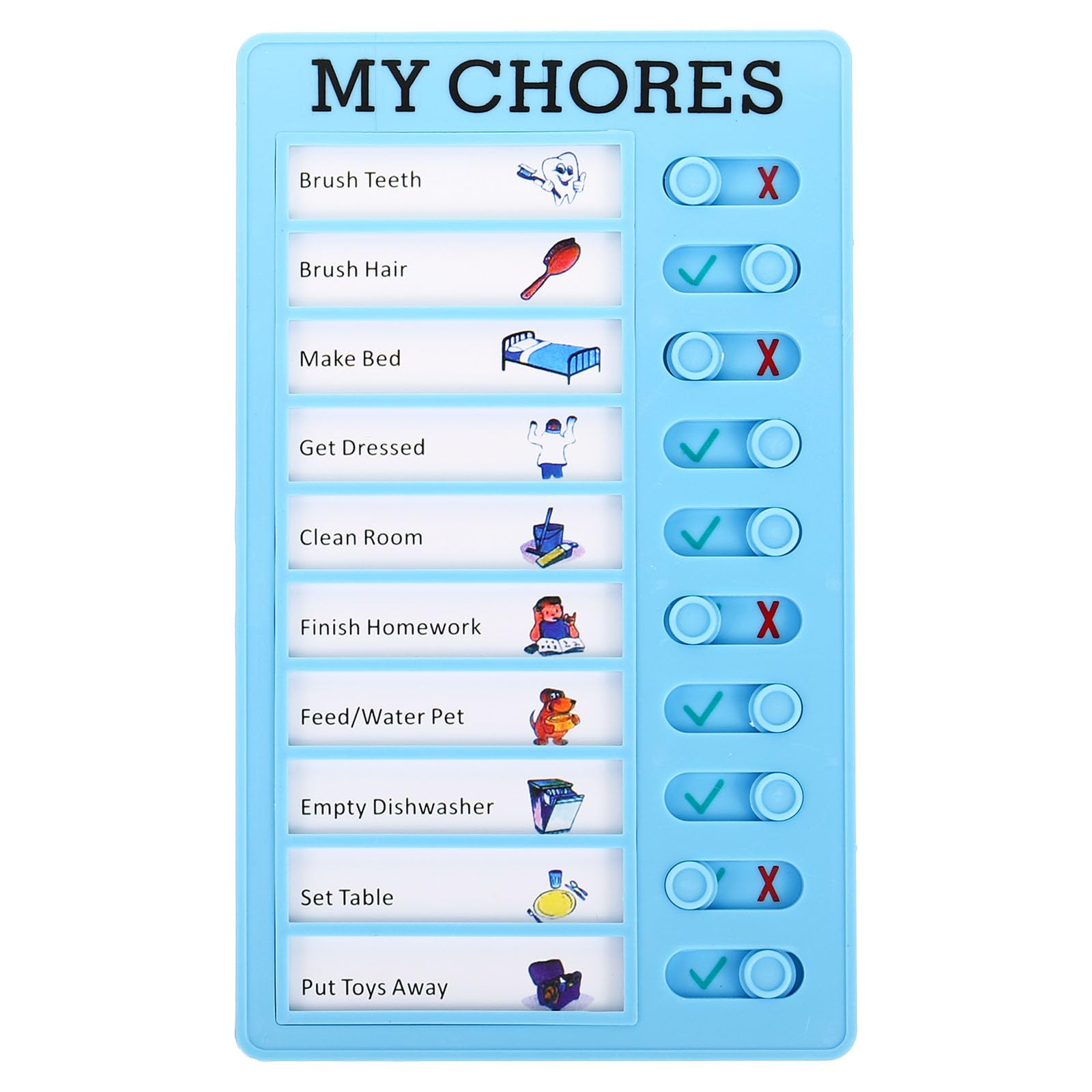 PATIKIL Checklist Board, Plastic Chore Chart to Do List Daily Routine Task Schedule Detachable Memo Planner for Home Travel My Chore, Blue