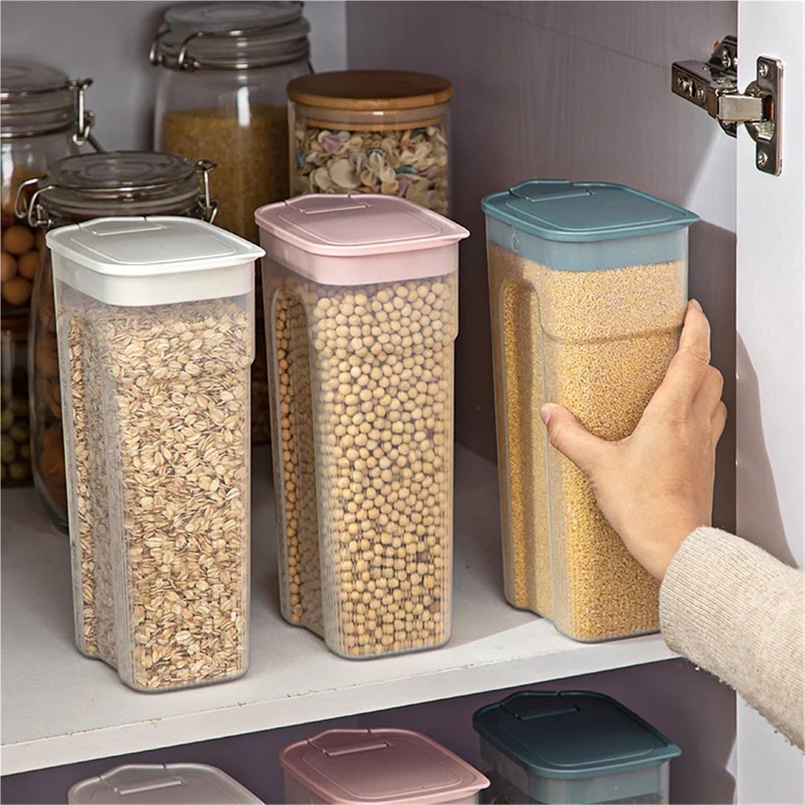 Contenitori Per Alimenti 3 pezzi di scatola di immagazzinaggio in PP sigillata for cereali, riso, frutta secca, contenitore, organizzatore, barattoli for conservazione della freschezza, accessori da c