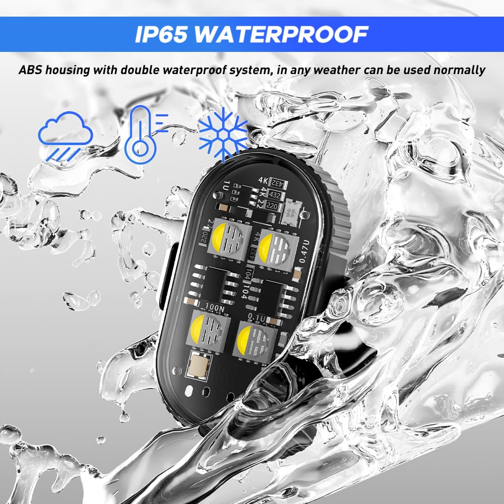 10pcs luci stroboscopiche LED wireless, 8 colori 10 tipi di effetti luminosi ricaricabili tramite USB luci di segnalazione anticollisione luci stroboscopiche LED per biciclette, droni, motociclette