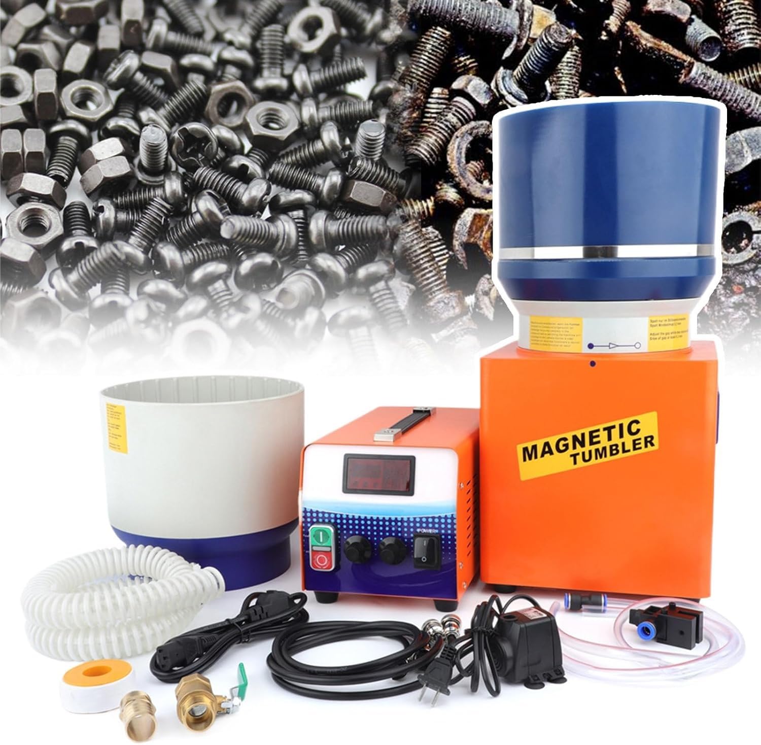 LYDZUSDP Magnetic Tumbler Grinding Polishing Cleaning for Metal Parts/Jade/Jewelry,Jewelry Polisher Finisher Machine,3l Capacity