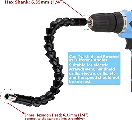 Miniatura 5 de HighFree Barra de extensión, adaptador de zócalo de vástago hexagonal, extensión de broca flexible, broca cuadrada de impacto, soporte para puntas