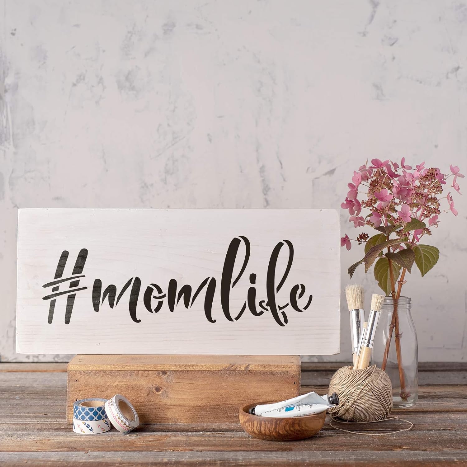 Momlife Stencil - Momlife Stencil, Durable for Making Family Name Signs and Art