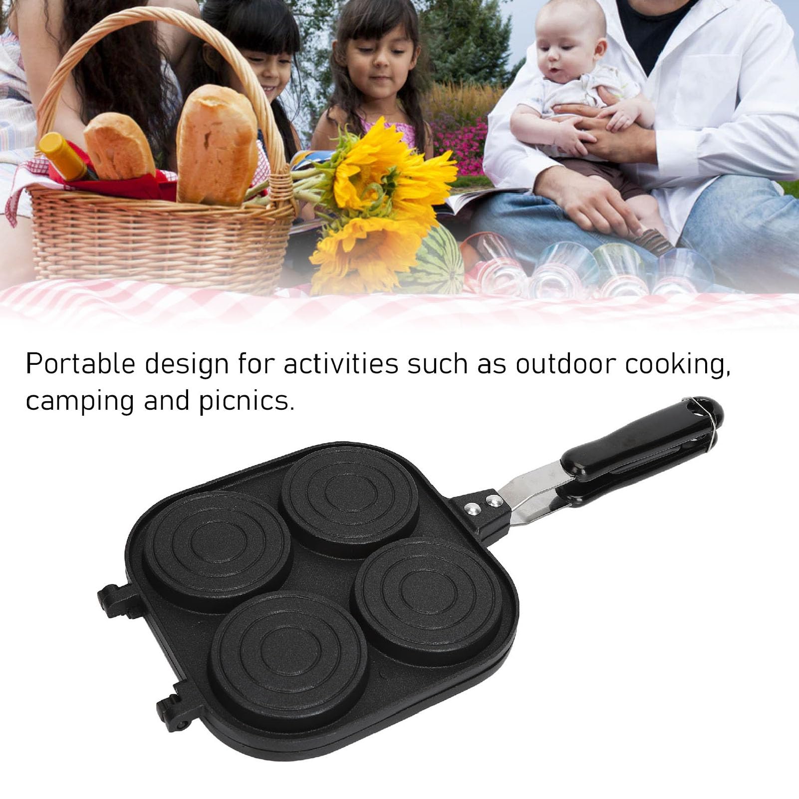 Teglia per Pancake a Doppia Faccia a Cottura Rapida, Padella Multifunzionale per Waffle e Pancake, Rivestimento Antiaderente, Piano Cottura Ideale, Design Portatile per Fornelli,