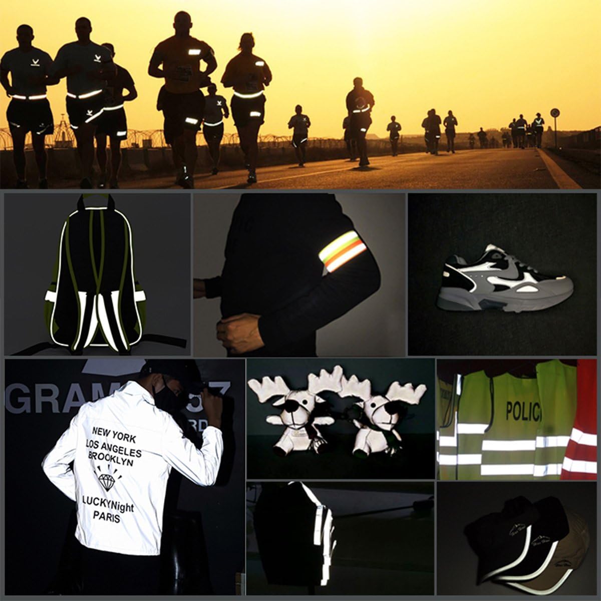 Authentic Crazy Deals High Visibility Reflective Tape Strip, Fabric Florescent Reflective Safety Tape Sew-on Warning Safety Trim… (0.98in0.39in, Black)