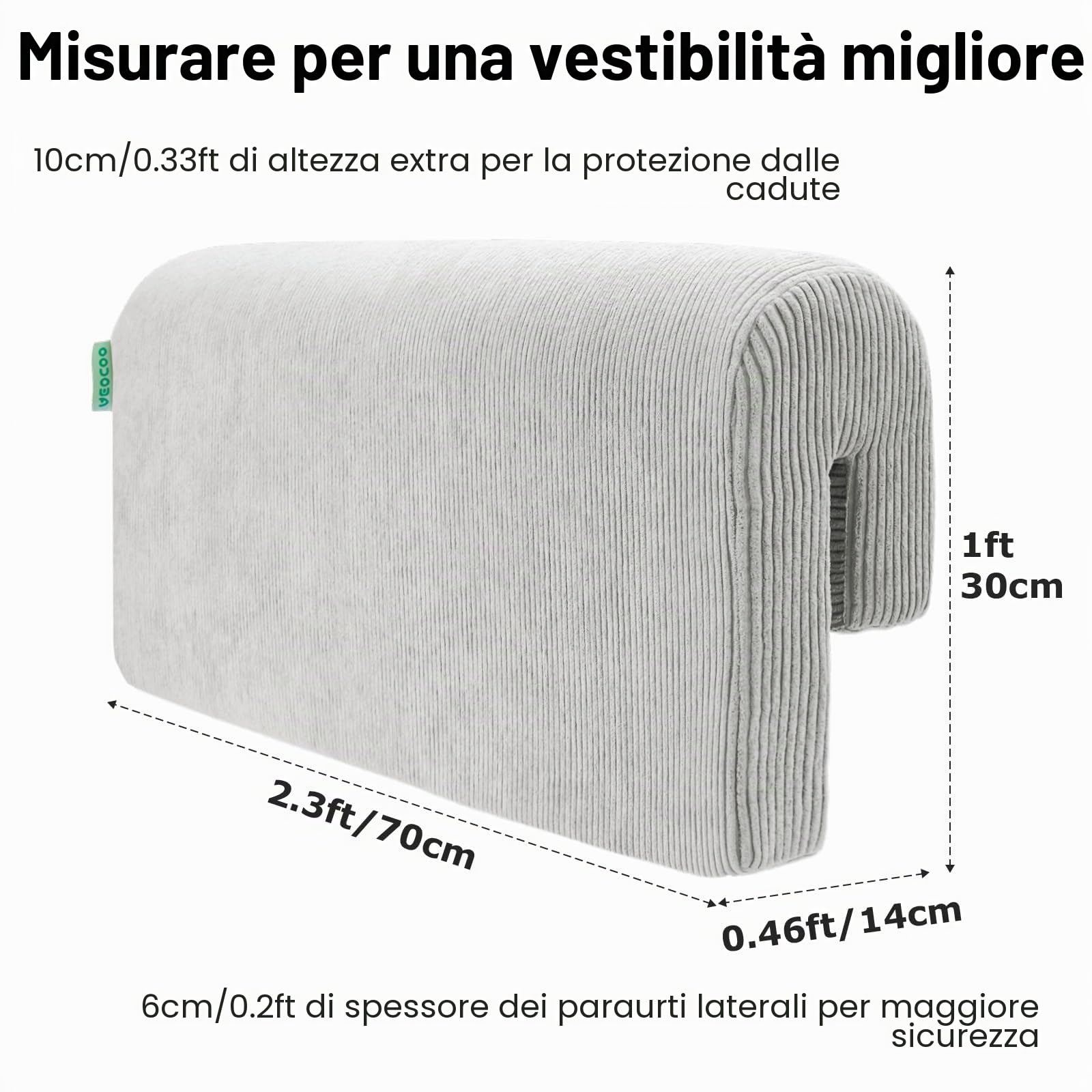 AEOCOO Protezione paracolpi per sponda letto, imbottitura per sponde del letto d'ospedale, protezione per letti a soppalco e letti a castello, in morbida memory foam, anti-urto, prevenzione delle