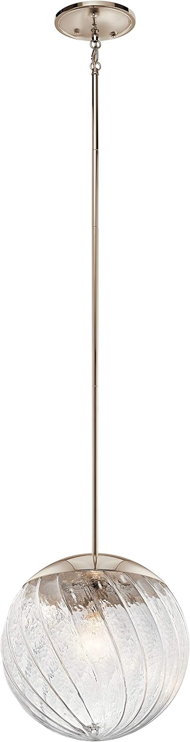 Kichler Angelica Polished Nickel Industrial Clear Glass Cylinder Mini Hanging Pendant Light