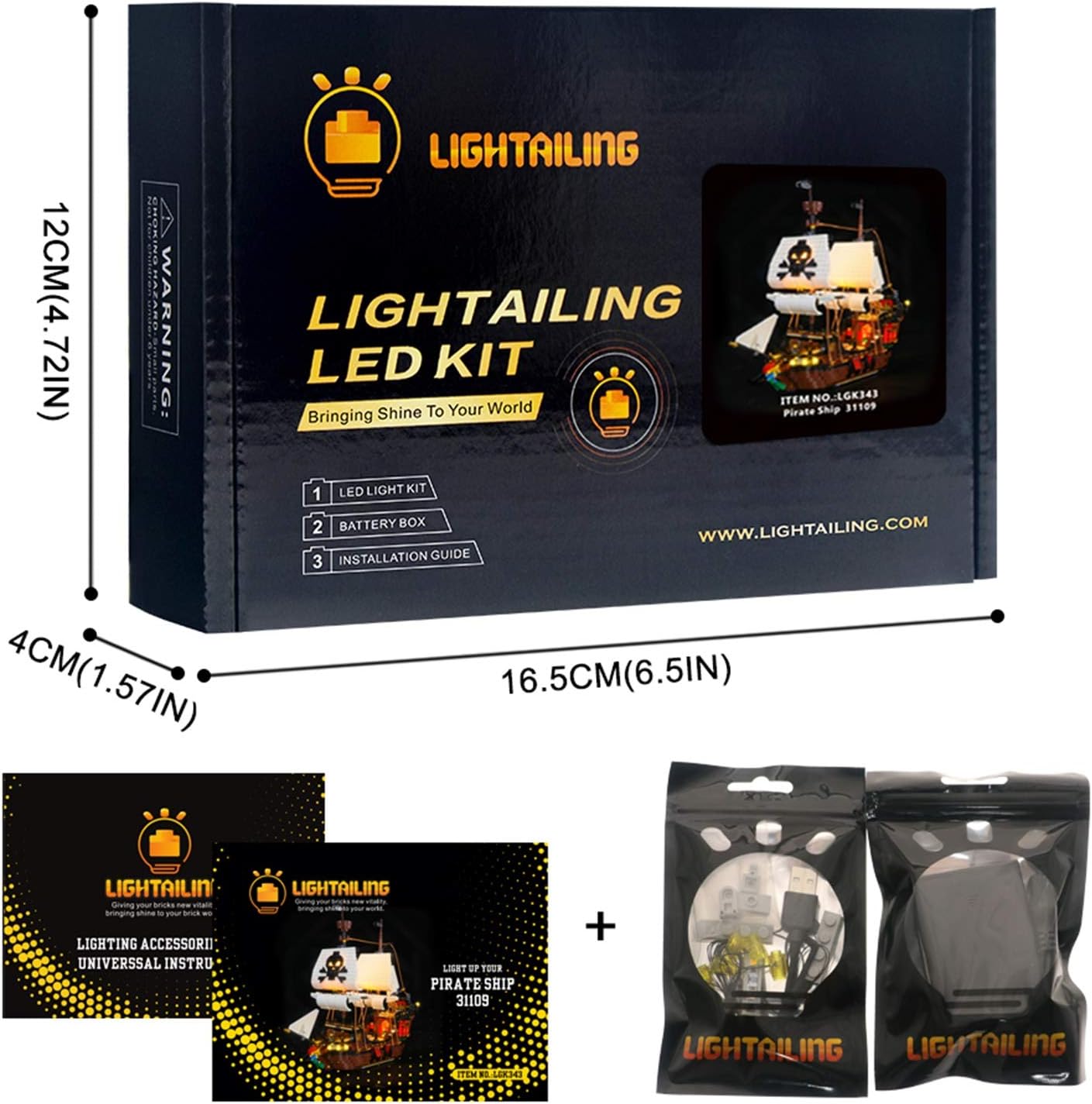 LIGHTAILING Light Set for (Creator Pirate Ship) Building Blocks Model - Led Light kit Compatible with Lego 31109(NOT Included The Model)