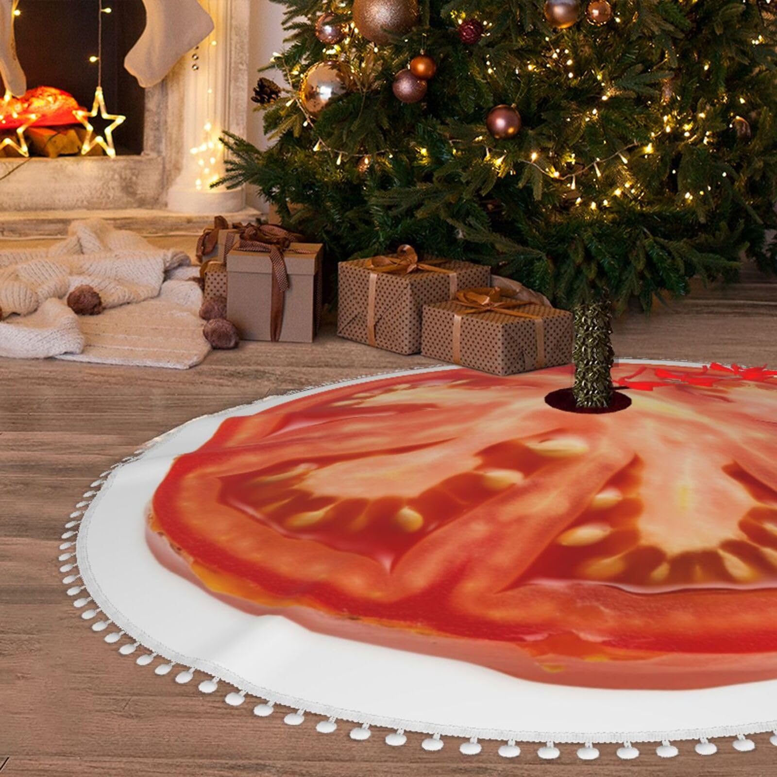 Tapis de sapin de Noël anti-poussière en peluche douce pour protéger votre sol