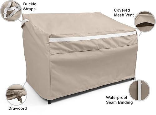 Miniatura 3 de Covermates Funda para sofá de patio al aire libre, poliéster de alta calidad, resistente a la intemperie, dobladillo con cordón, fundas para