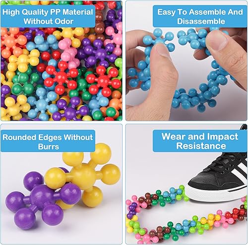 Miniatura 5 de NEOACT 600 piezas de bloques de construcción de juguetes conectables, conjuntos de juguetes educativos de plástico sólido entrelazados para niños