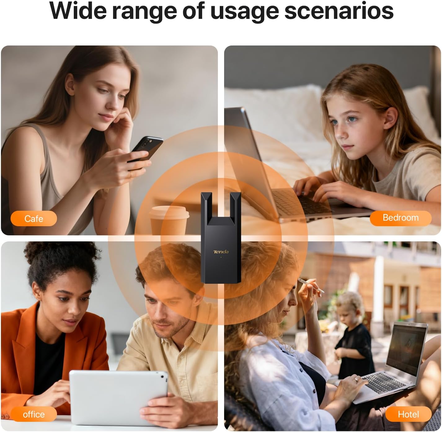 Tenda WiFi Extender N300 WiFi Extender,with Ethernet Port, Up to 800 Sq. Ft.,Single Band WiFi Range Extender,Repeater Mode&AP Mode,Easy Setup,2.4GHz only(R10-BK)