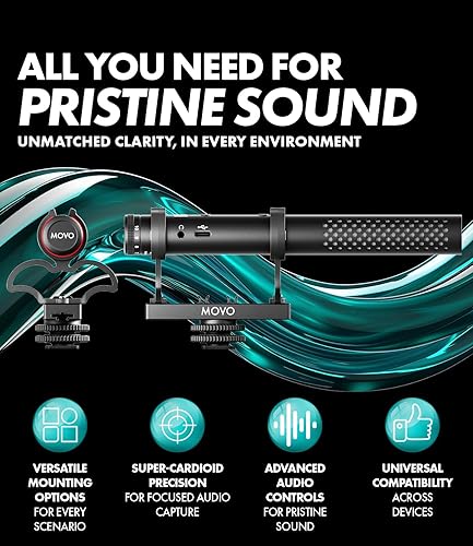 Miniatura 2 de Movo X1 Supercardioid Shotgun Microphone - Micrófono de cámara de 3.5mm/XLR/USB-C para DSLR, smartphones y computadoras - Micrófono de boom