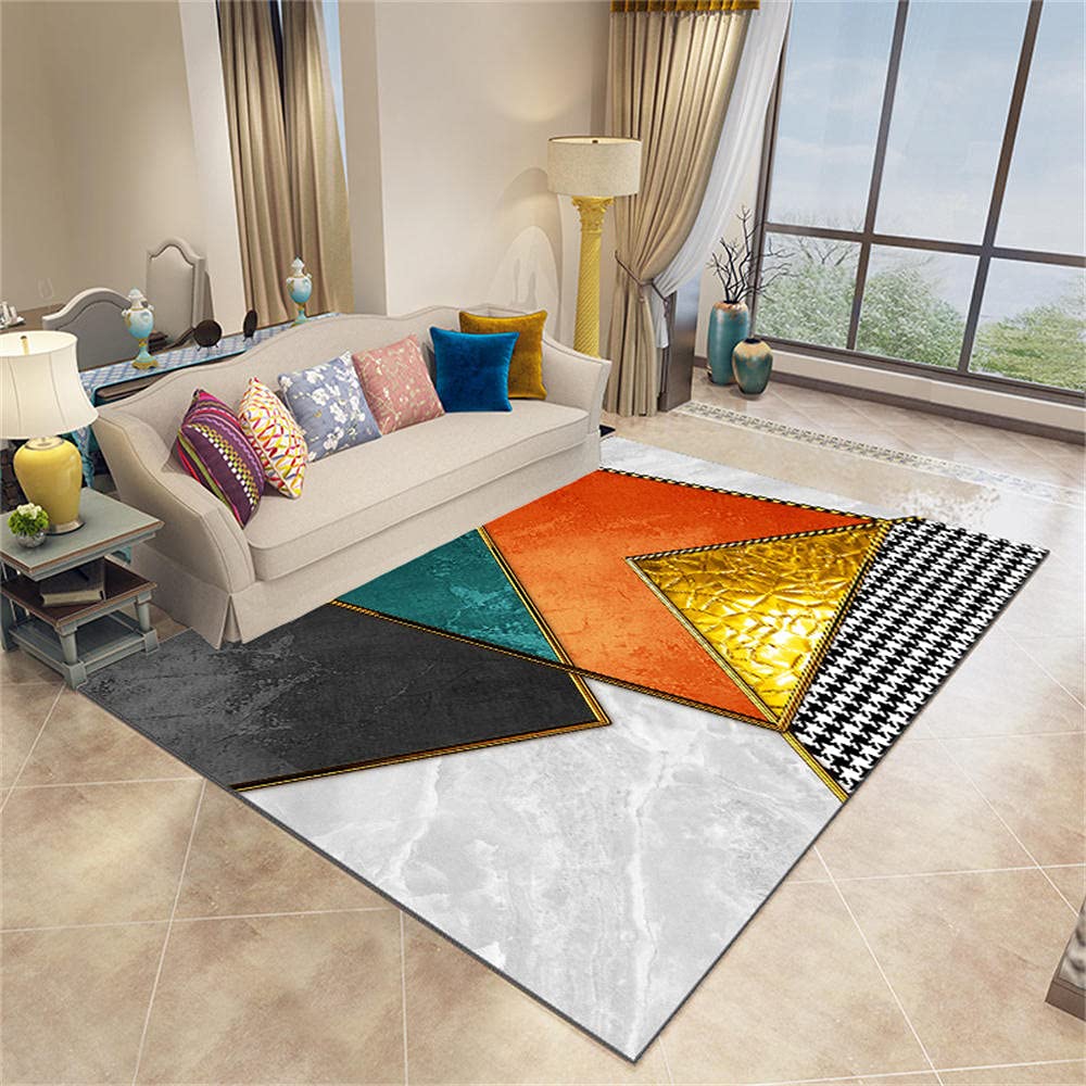 Tapis graphique minimaliste design abstrait or et noir aux finitions soignées
