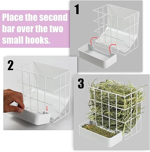 Miniatura 45 de Comedero de heno para conejillos de indias, comedero de heno para conejo con marco de metal resistente, para conejillos de indias, chinchillas, 6.9