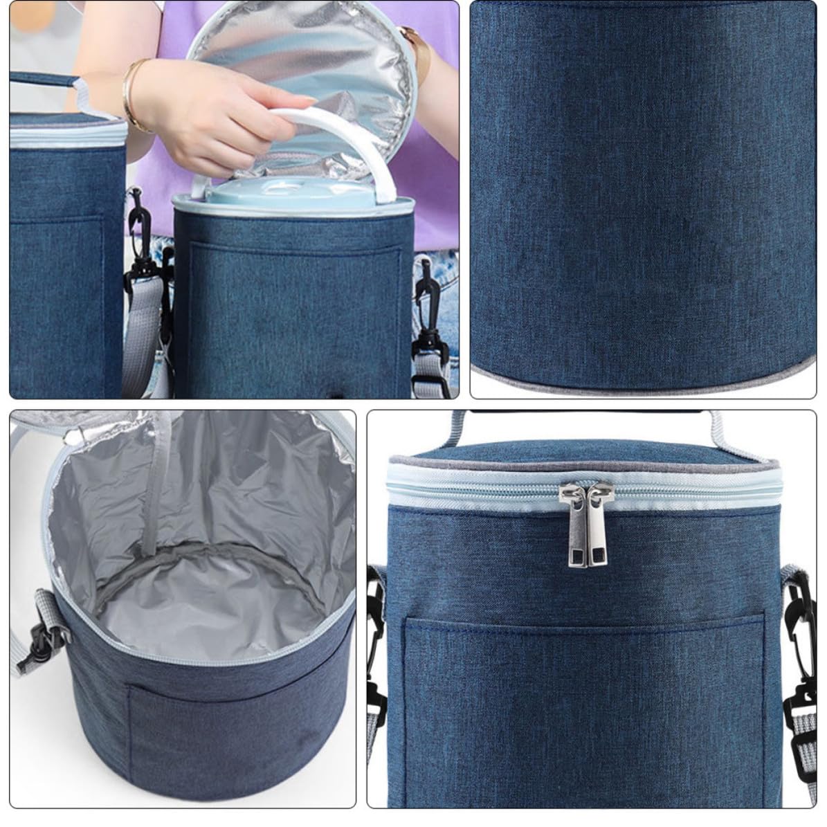 PATKAW Bolsa Térmica de Tela Oxford Ligera y Resistente Cremallera Bidireccional Aislante para Alimentos, Adecuado para Picnic y Comida para Llevar