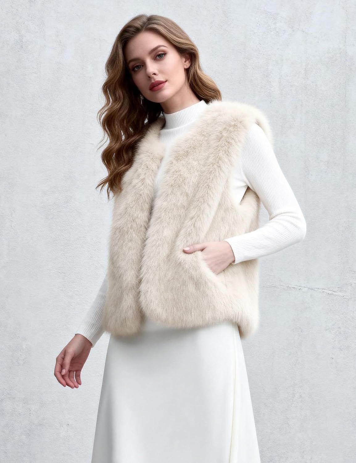 Women's Faux Fur Vest Sleeveless Fuzzy Jacket Fluffy Faux Fur Vest for Women Warm Winter Furry Vests Outerwear - Image 4