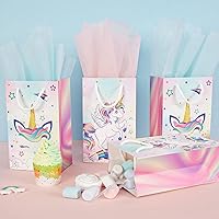 Vista 4 de WERNNSAI 16 bolsas de regalo de unicornio – Suministros de fiesta de unicornio arco iris bolsas de regalos para niñas y niños, bolsa de cumpleaños