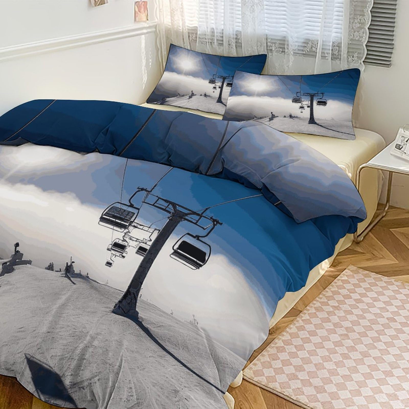 Parure de lit 3 pièces épaisse contre le froid, couette pour grand lit design soleil mignon