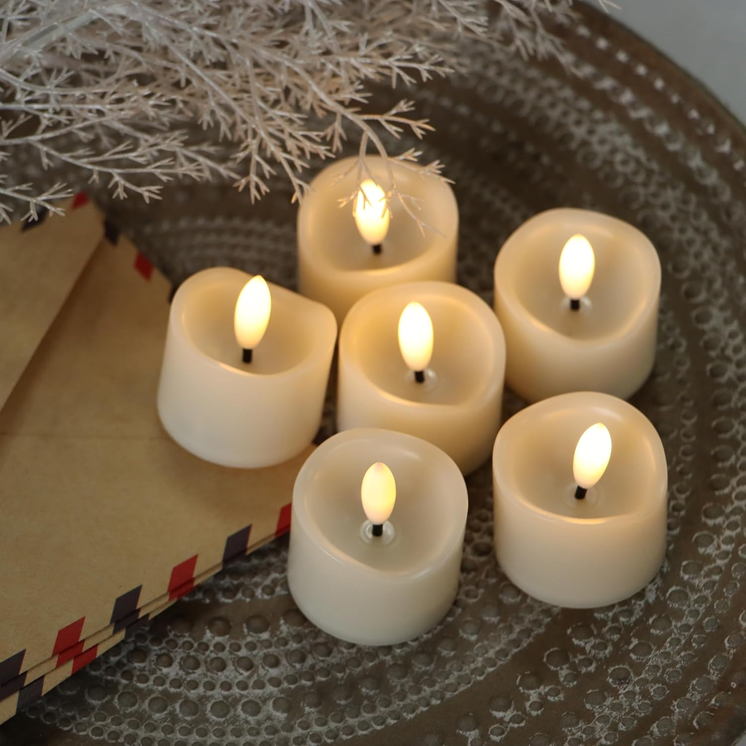 Battery Operated Flameless Votive LED Little Candle, Realistic Bright Flickering Electric Fake Night Tea Light Halloween Pumpkin Christmas Wedding Party Table Centerpieces Funeral Decorations 6 Pack - Image 4