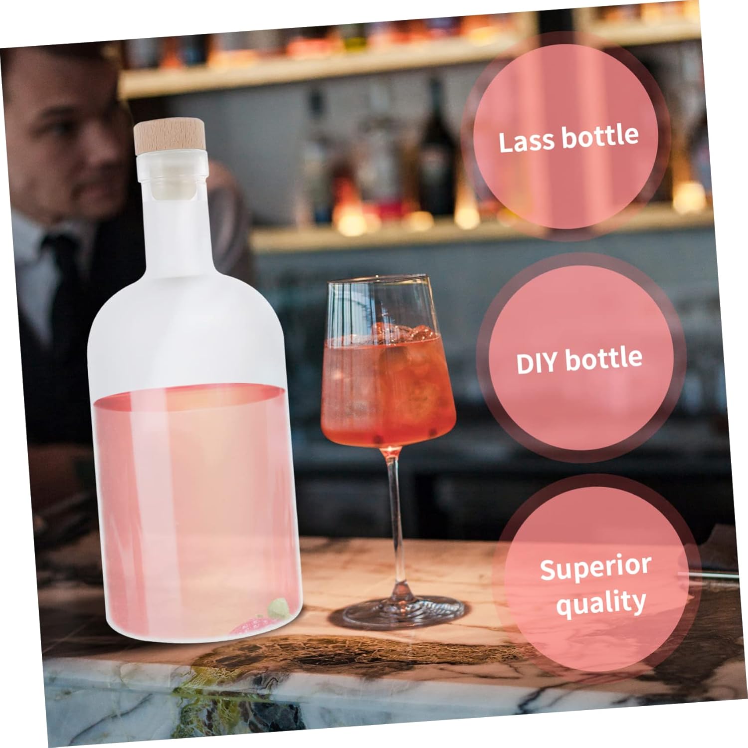 2pcs Frosted Wine Bottles Reusable Airtight Bottles with Cork for Diy Brewing and Beverages Parties Picnics and Gatherings