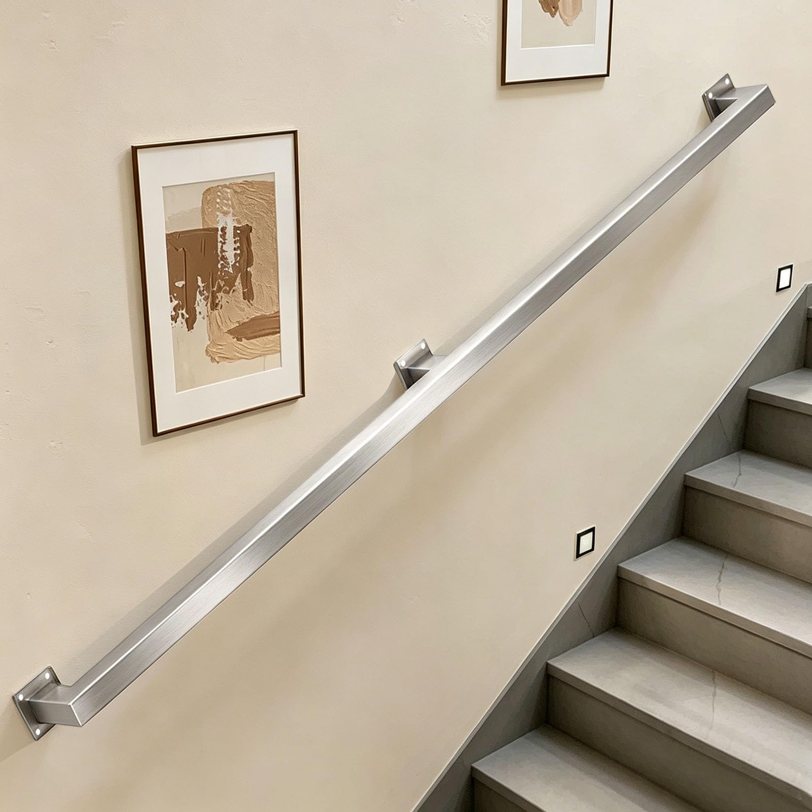 Junvstor Modern Staircase Banister Hand Rails -100cm/150cm/3m/400cm/4.2m - Stainless Steel, Wall Mount Handrail for Stairs Indoor Steps - Grab Bar Outdoor Railing(11.5ft/350cm)