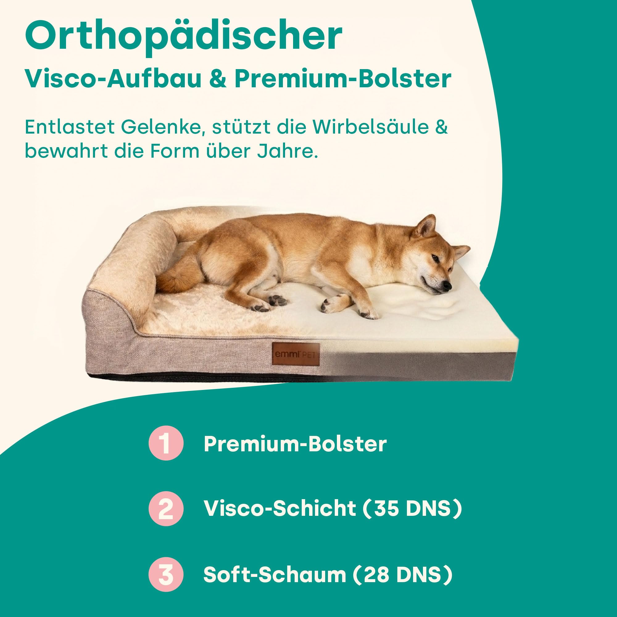 Emmi-pet Astro Orthopädisches Hundebett & Katzenbett S, Grau