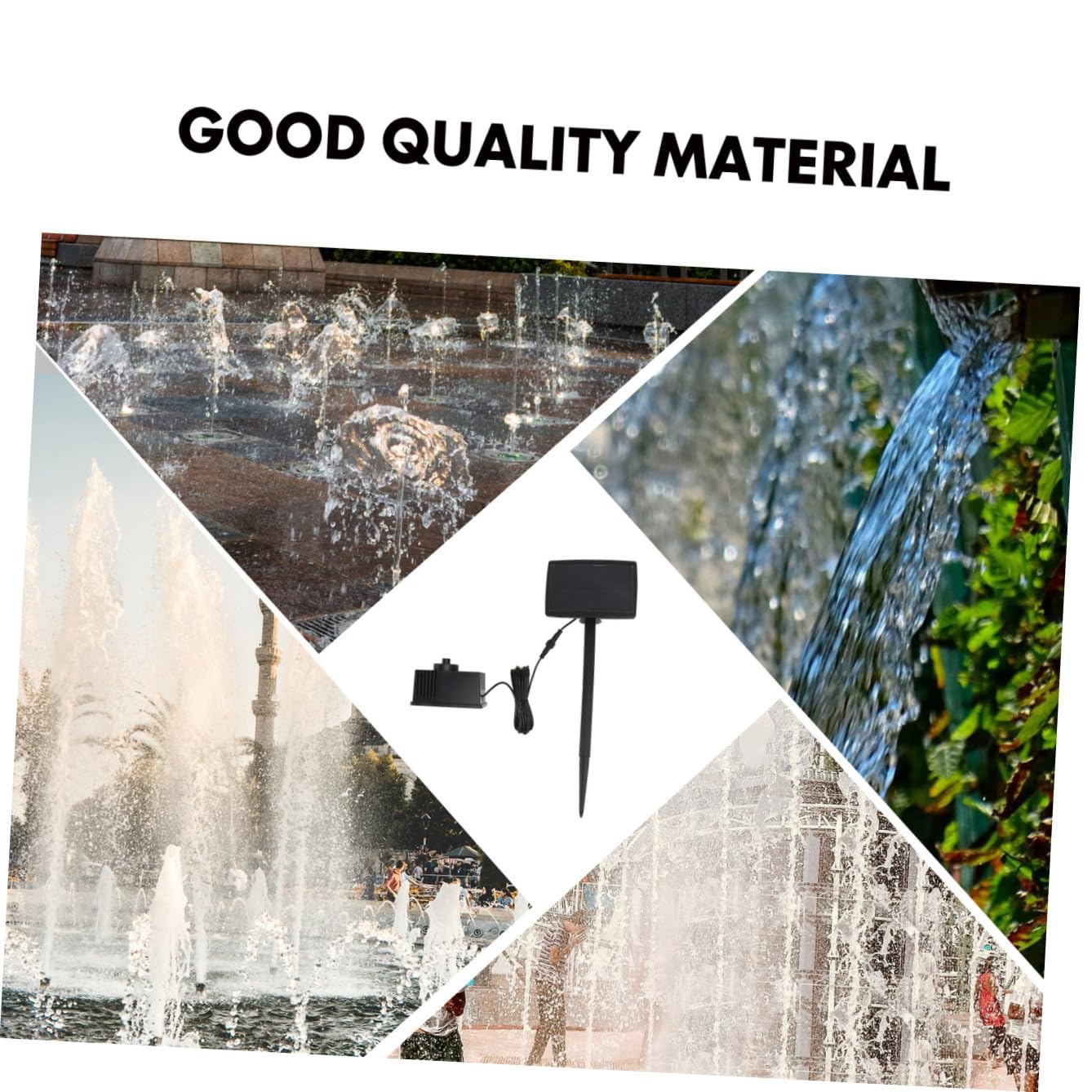 iplusmile Kit Pompa per Fontana Solare da Giardino in Plastica Nero Funzionamento Automatico e Cura Facile per Laghetti e Piscine Esterni
