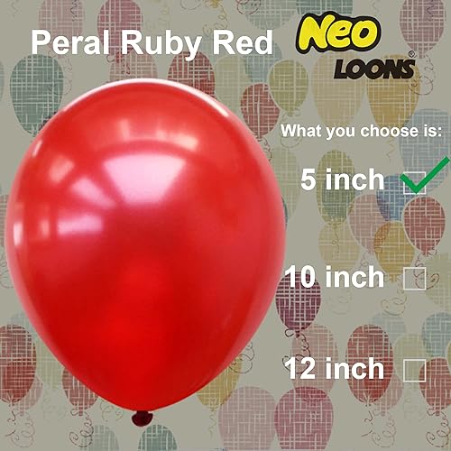 Miniatura 2 de 100 globos de látex de 5 pulgadas, color rojo rubí perla, ideal para niños, cumpleaños de adultos, bodas, baby showers, peleas de agua o cualquier