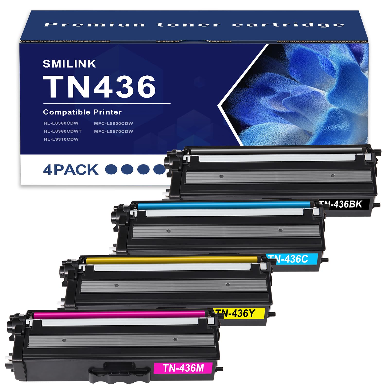 TN436 TN-436 Toner Cartridge 4-Pack for Brother TN-436 HL-L8360CDW | Compatible for Brother TN 436 TN436 Toner Cartridge HL-L8360CDW HL-L8360CDWT HL-L9310CDW MFC-L8900CDW MFC-L9570CDW Printer