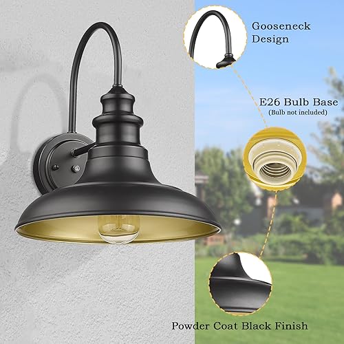 Miniatura 3 de Lámpara de granero para exteriores con sensor de anochecer a amanecer, lámpara de pared para exteriores de 12.3 pulgadas, lámpara de montaje en