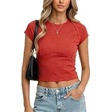 Aimiray Womens Cropped Y2K Baby Tops Fitted Basic T Shirts