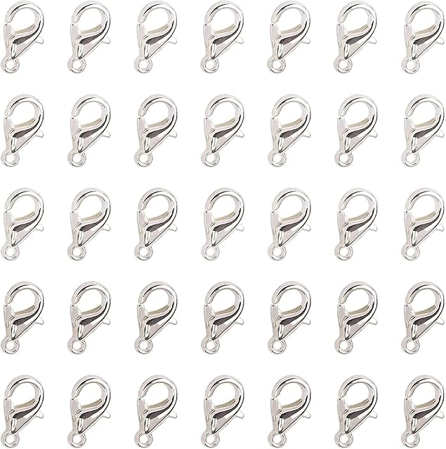 12 mm x 7 mm 20/50/100 Lobster Clasps Clasp for Jewellery Making Silver Plated (25) Trigger Clasp Fasteners Hook Stainless Steel Clasps for Jump Ring Bracelet DIY Jewellery