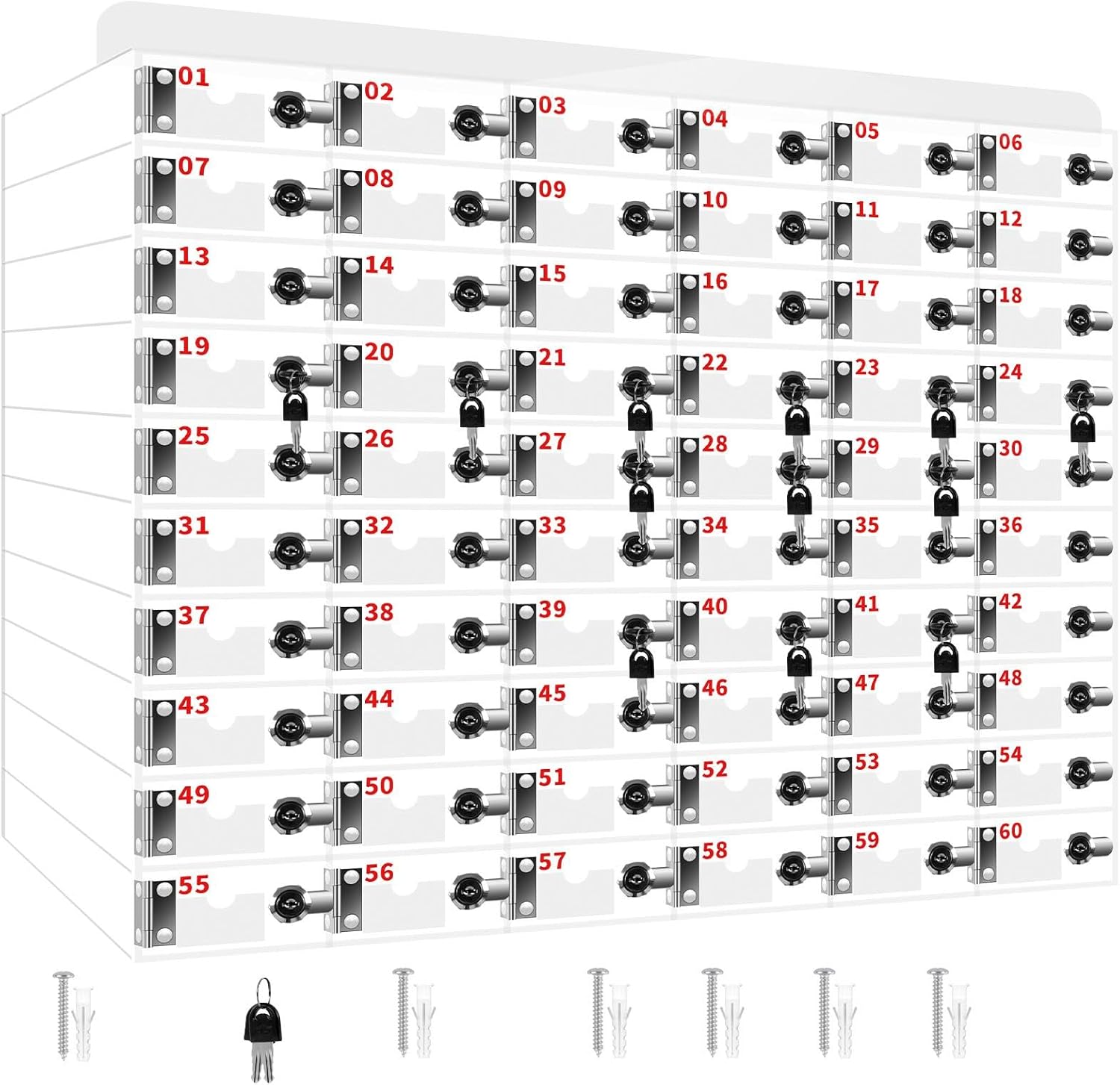 40 Slots Cell Phone Storage Locker, Acrylic Material with Door Locks and Keys, Wall-Mounted Phone Box for Office, Gym, Classroom, Factory, Swimming Pool(Large 40 Slots)